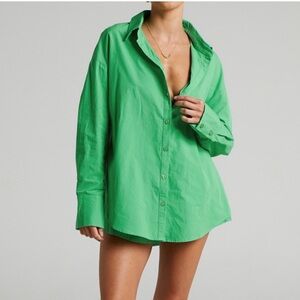 Showpo. Green Button Down Blouse